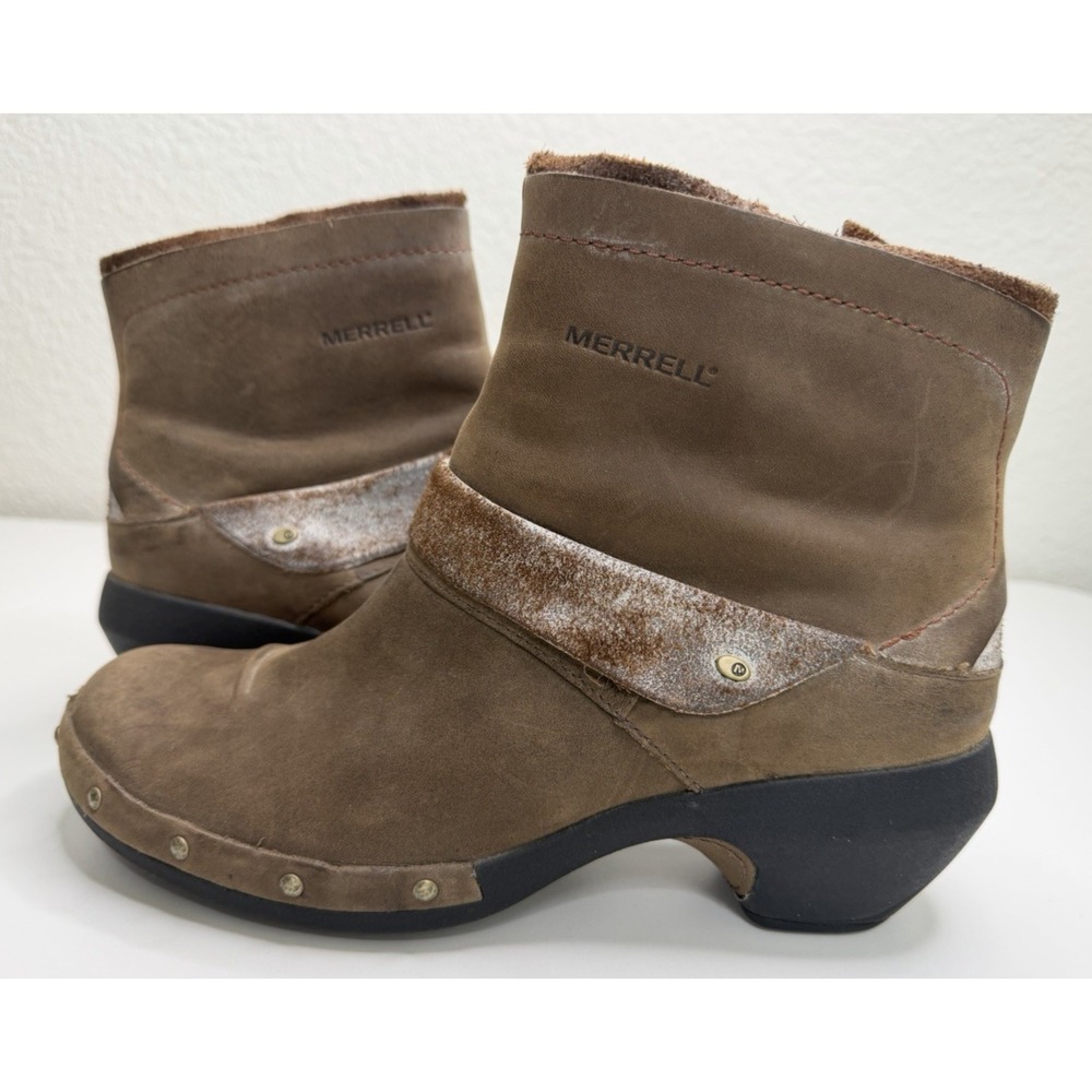Merrell Luxe Mid Women's Boots Size 8.5 Brown Leather Side Zip Boots